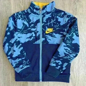 Nike Toddler Boys Zippered Tracksuit Jacket Blue and Yellow Camo Print